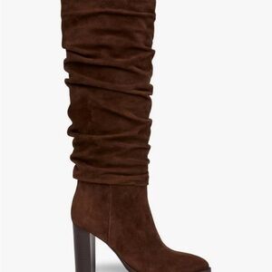 Brown Suede Knee-High Boots